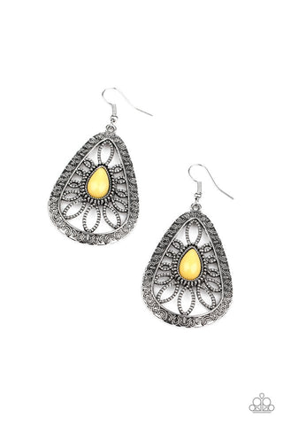 Floral Frill - Yellow Paparazzi Earrings
