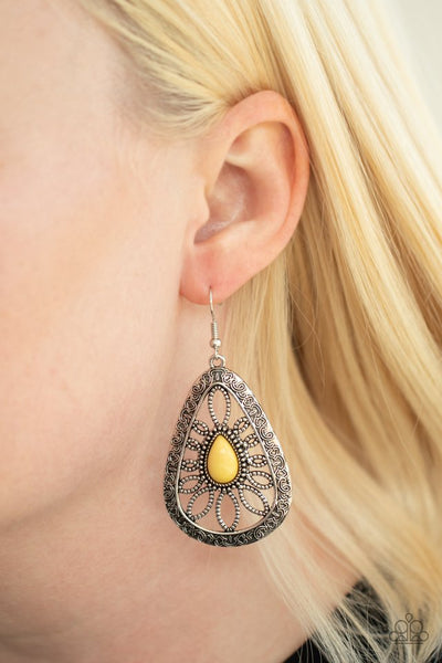 Floral Frill - Yellow Paparazzi Earrings