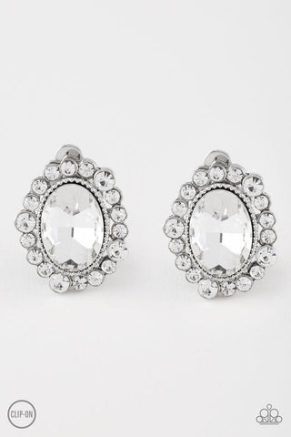 Hold Court - White Paparazzi Earrings (PZ-2239)