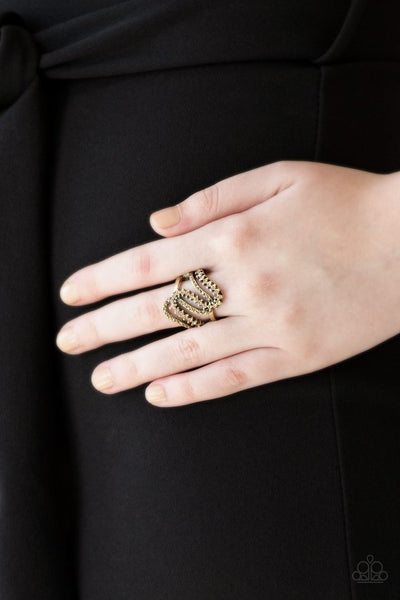 Make Waves - Brass Paparazzi Ring