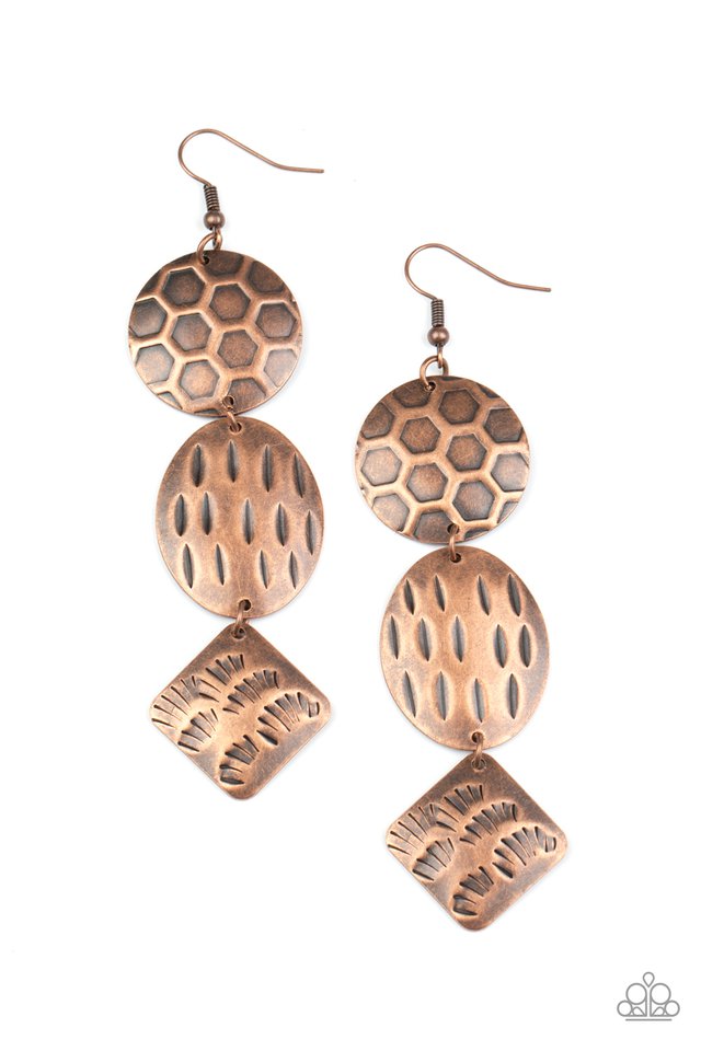 Mixed Movement - Copper Paparazzi Earrings (#2112)