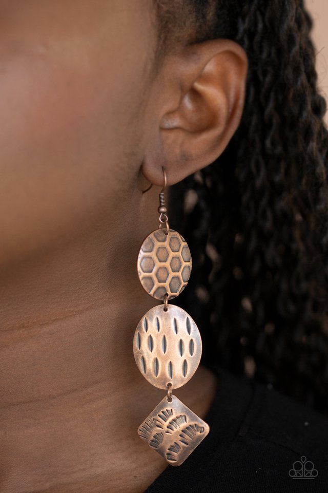 Mixed Movement - Copper Paparazzi Earrings (#2112)