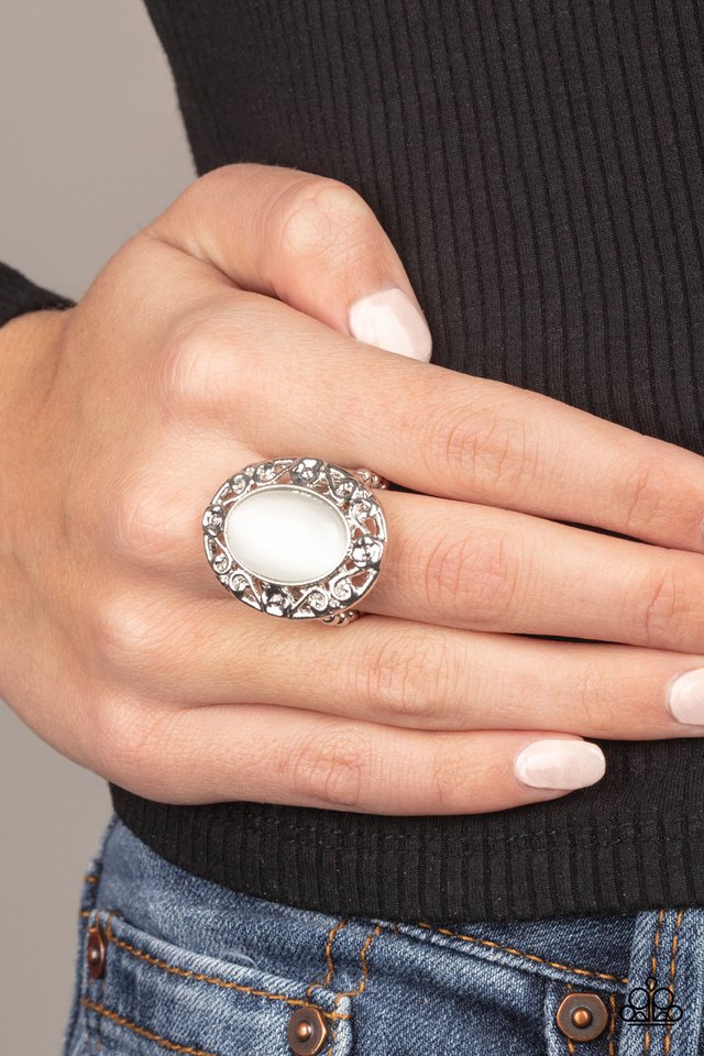 Moonlit Marigold - White Paparazzi Ring (R011)