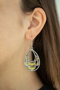 Malibu Macrame - Yellow-Paparazzi Earrings (#1219)