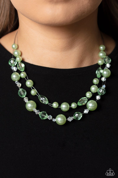 Parisian Pearls - Green Paparazzi Necklace (S034)