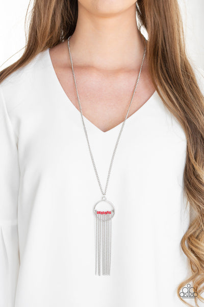 Terra Tassel - Red Paparazzi Necklace (PZ-2854)