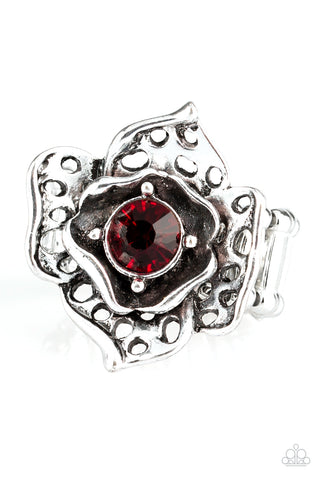 Glowing Gardens - Red Paparazzi Ring