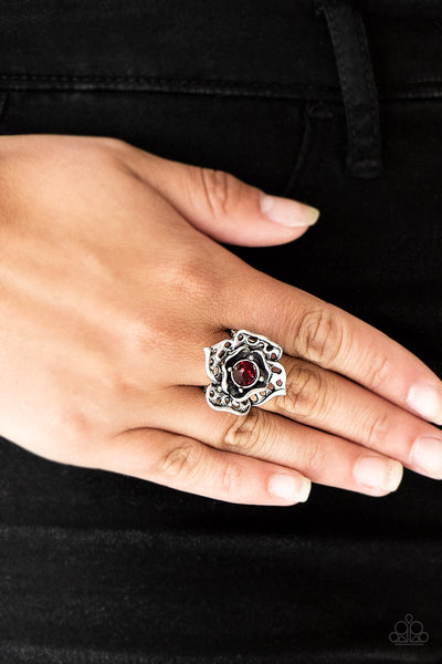 Glowing Gardens - Red Paparazzi Ring